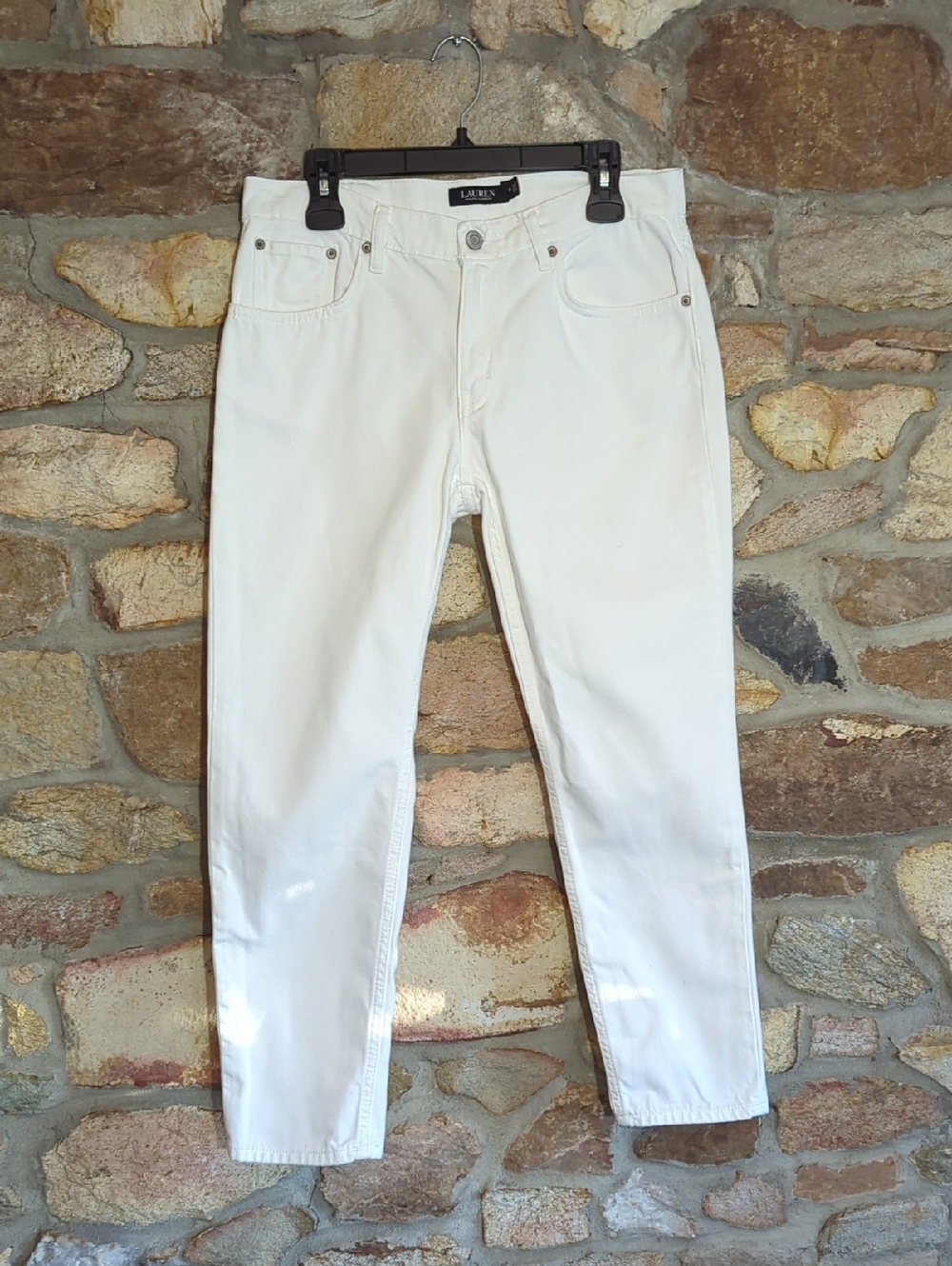 Ralph Lauren White Jeans with Branded Button